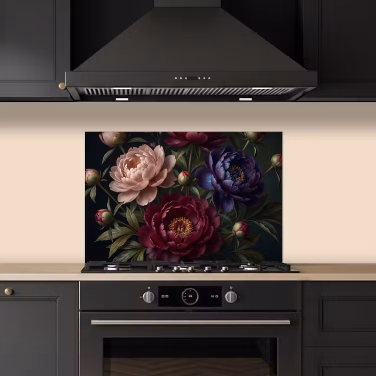 Spatscherm keuken - Bloemen - Boeket - Natuur - Modern - Donker — 2
