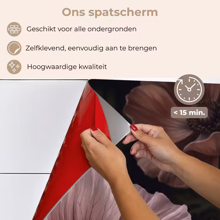 Spatscherm keuken - Bloemen - Natuur - Roze - Donker - Modern — 4
