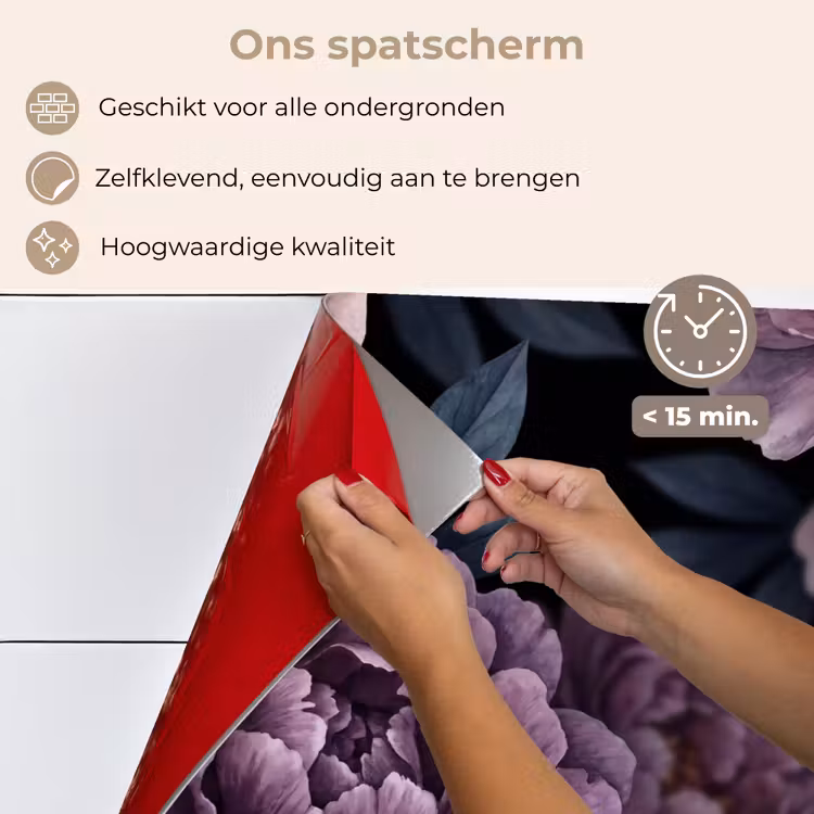 Spatscherm keuken - Bloemen - Patroon - Donker - Botanisch - Paars — 4