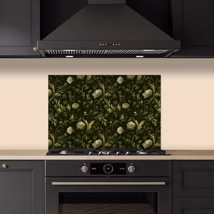 Spatscherm keuken - Botanisch - Naadloos - Bloemen — 2