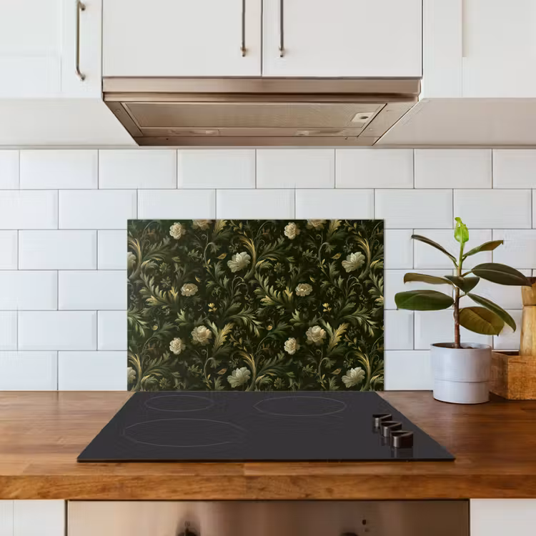 Spatscherm keuken - Botanisch - Naadloos - Bloemen — 6