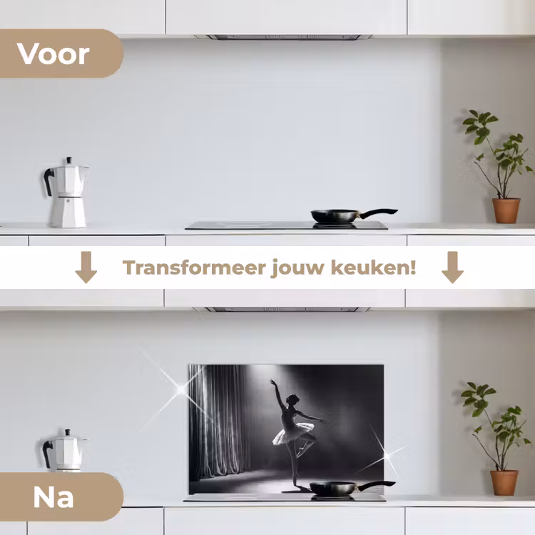 Spatscherm keuken - Danser - Podium - Zwart-wit - Kunst - Klassiek — 3