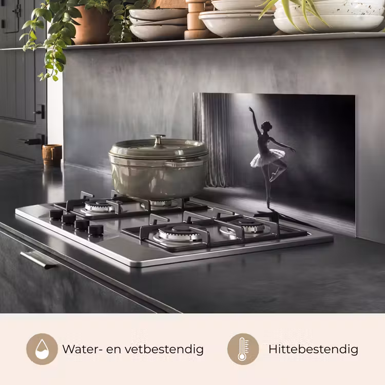 Spatscherm keuken - Danser - Podium - Zwart-wit - Kunst - Klassiek — 7