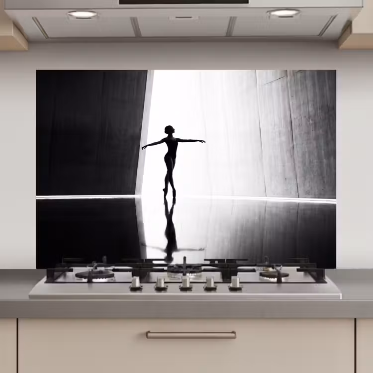 Spatscherm keuken - Danser - Silhouette - Kunst - Modern - Zwart-wit — 1