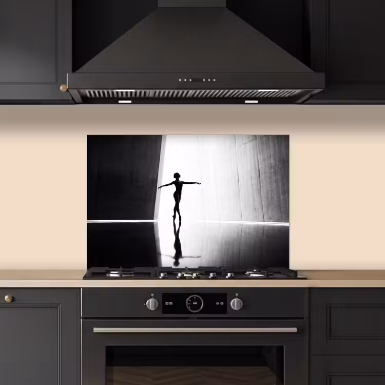 Spatscherm keuken - Danser - Silhouette - Kunst - Modern - Zwart-wit — 2