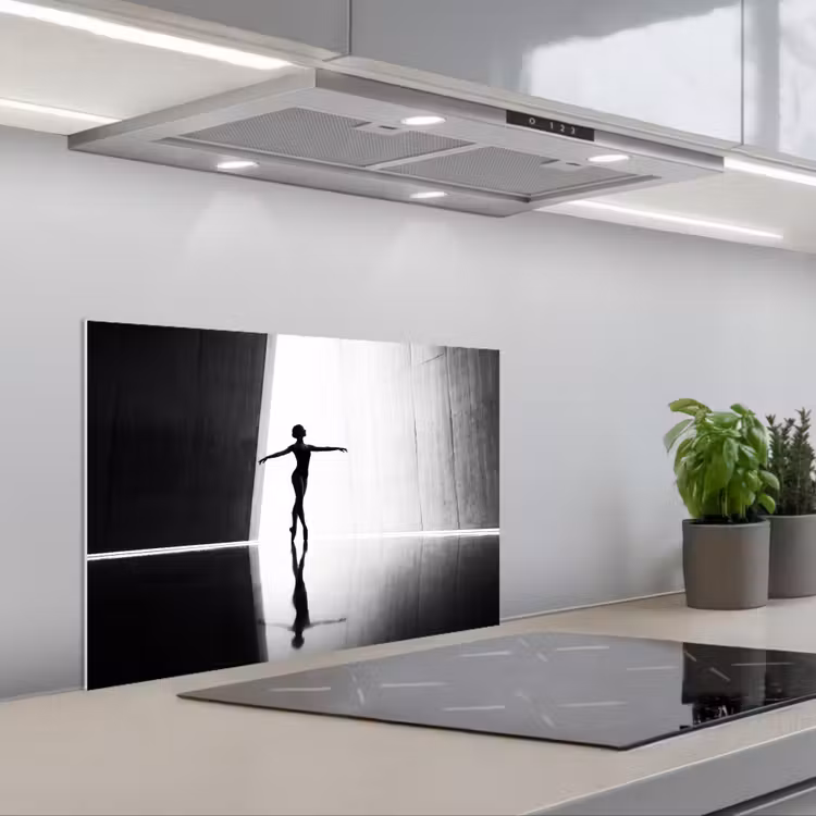 Spatscherm keuken - Danser - Silhouette - Kunst - Modern - Zwart-wit — 5