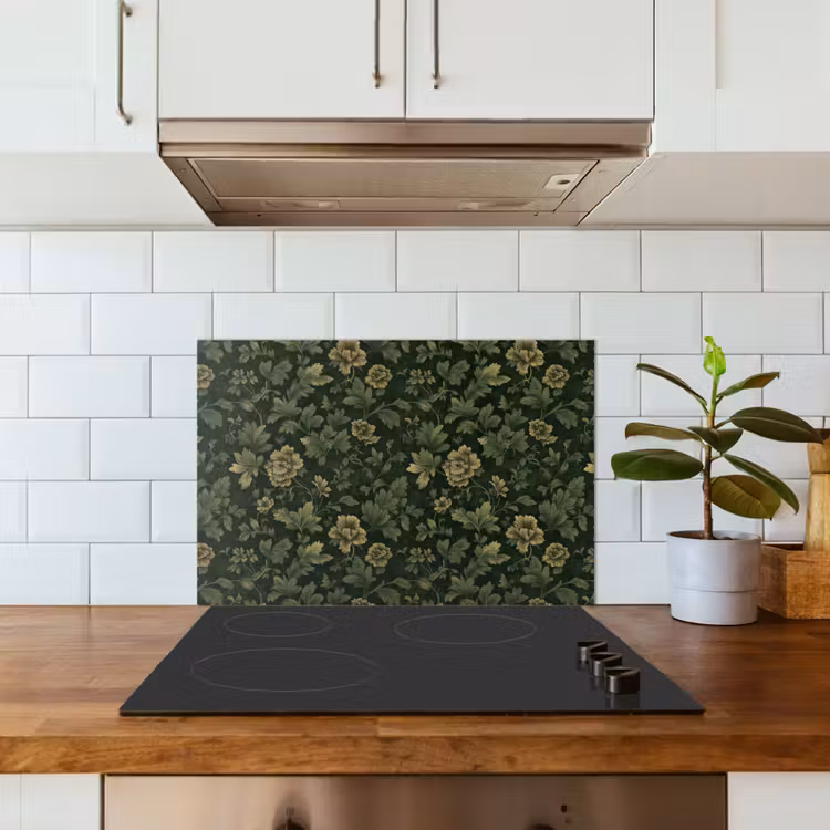 Spatscherm keuken - Donker - Groen - Goud - Botanisch — 6