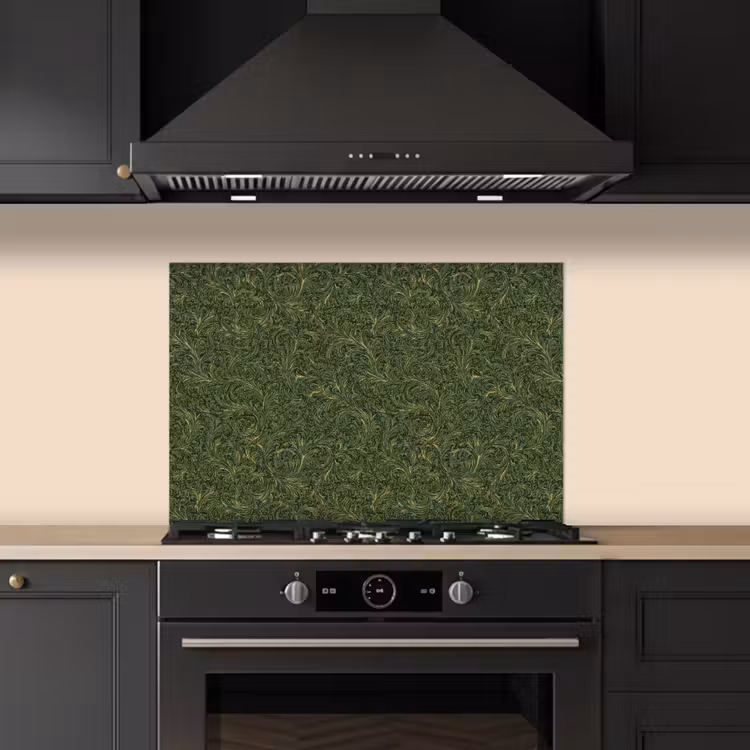 Spatscherm keuken - Donker - Groen - Krullend - Botanisch — 2