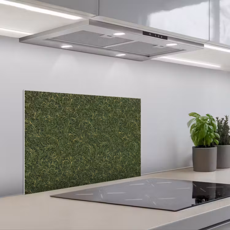 Spatscherm keuken - Donker - Groen - Krullend - Botanisch — 5