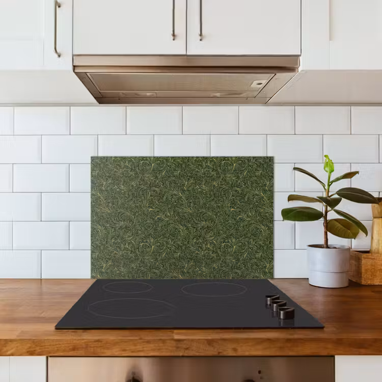 Spatscherm keuken - Donker - Groen - Krullend - Botanisch — 6