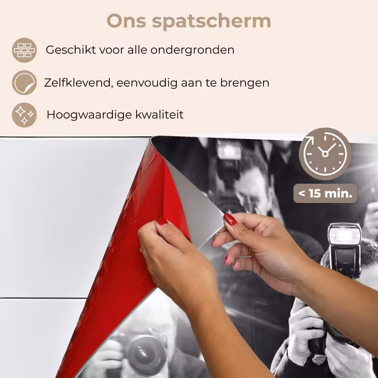 Spatscherm keuken - Mensen - Camera - Flitslicht - Zwart-wit - Media — 4
