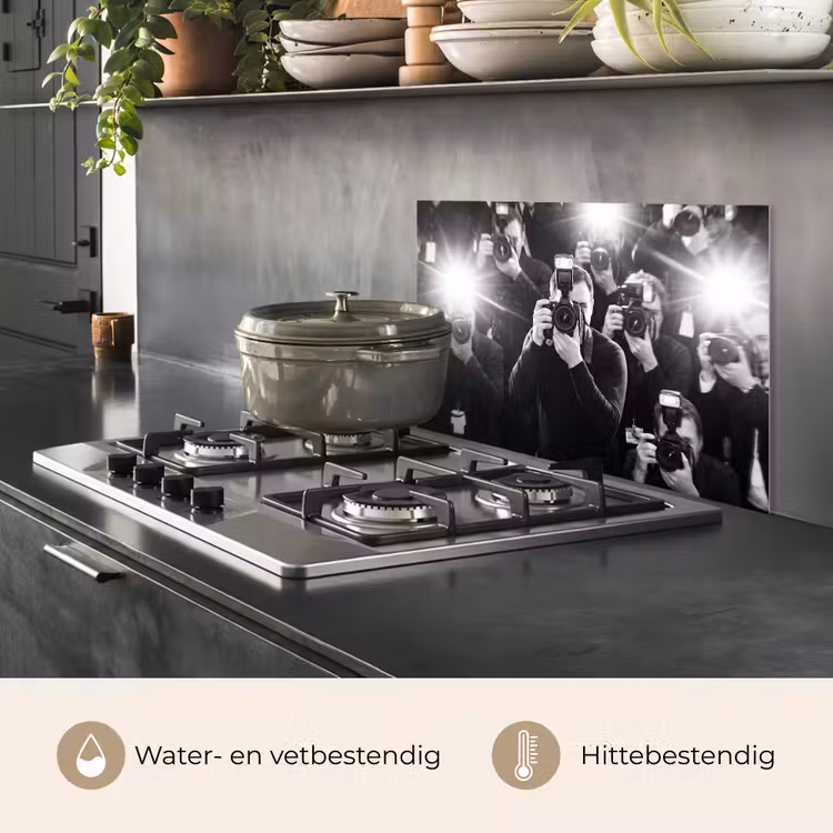 Spatscherm keuken - Mensen - Camera - Flitslicht - Zwart-wit - Media — 7