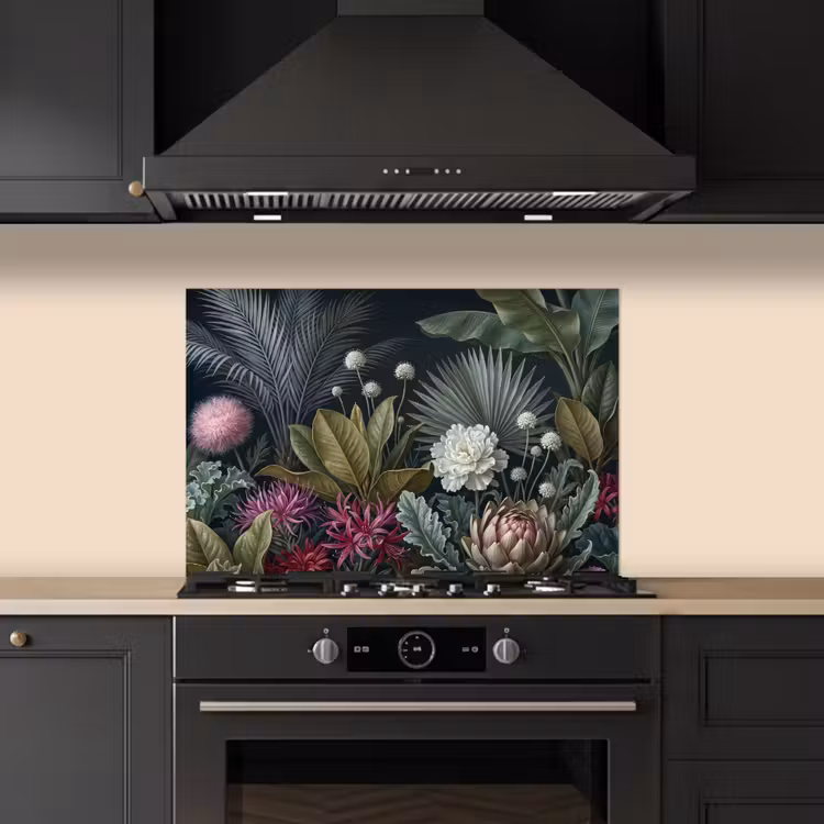 Spatscherm keuken - Planten - Tropisch - Botanisch - Donker - Groen — 2