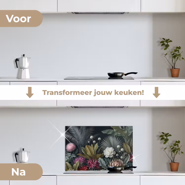 Spatscherm keuken - Planten - Tropisch - Botanisch - Donker - Groen — 3