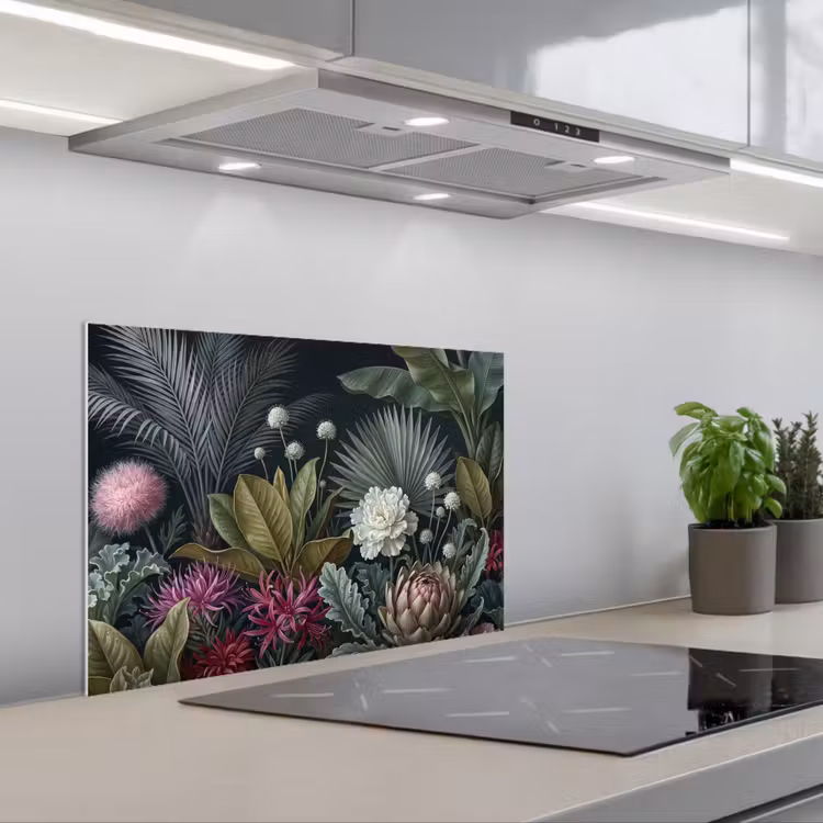 Spatscherm keuken - Planten - Tropisch - Botanisch - Donker - Groen — 5