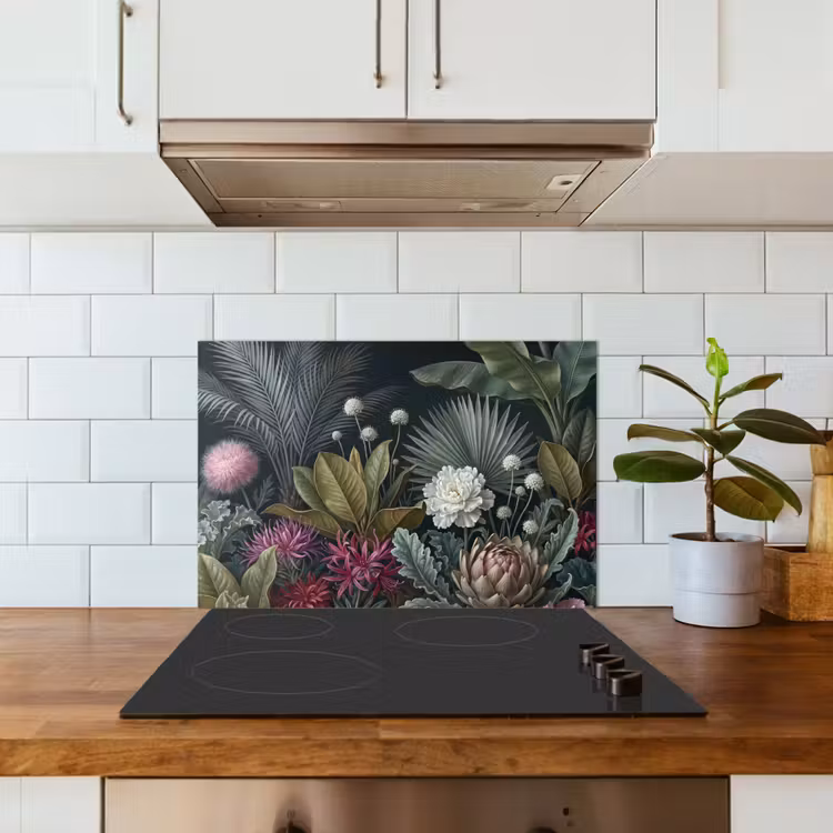Spatscherm keuken - Planten - Tropisch - Botanisch - Donker - Groen — 6