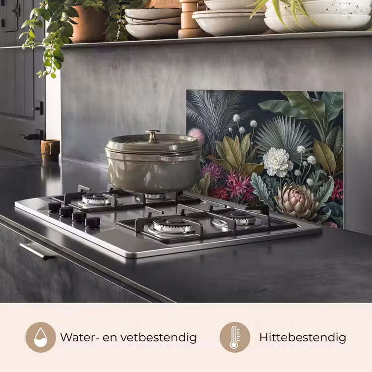 Spatscherm keuken - Planten - Tropisch - Botanisch - Donker - Groen — 7