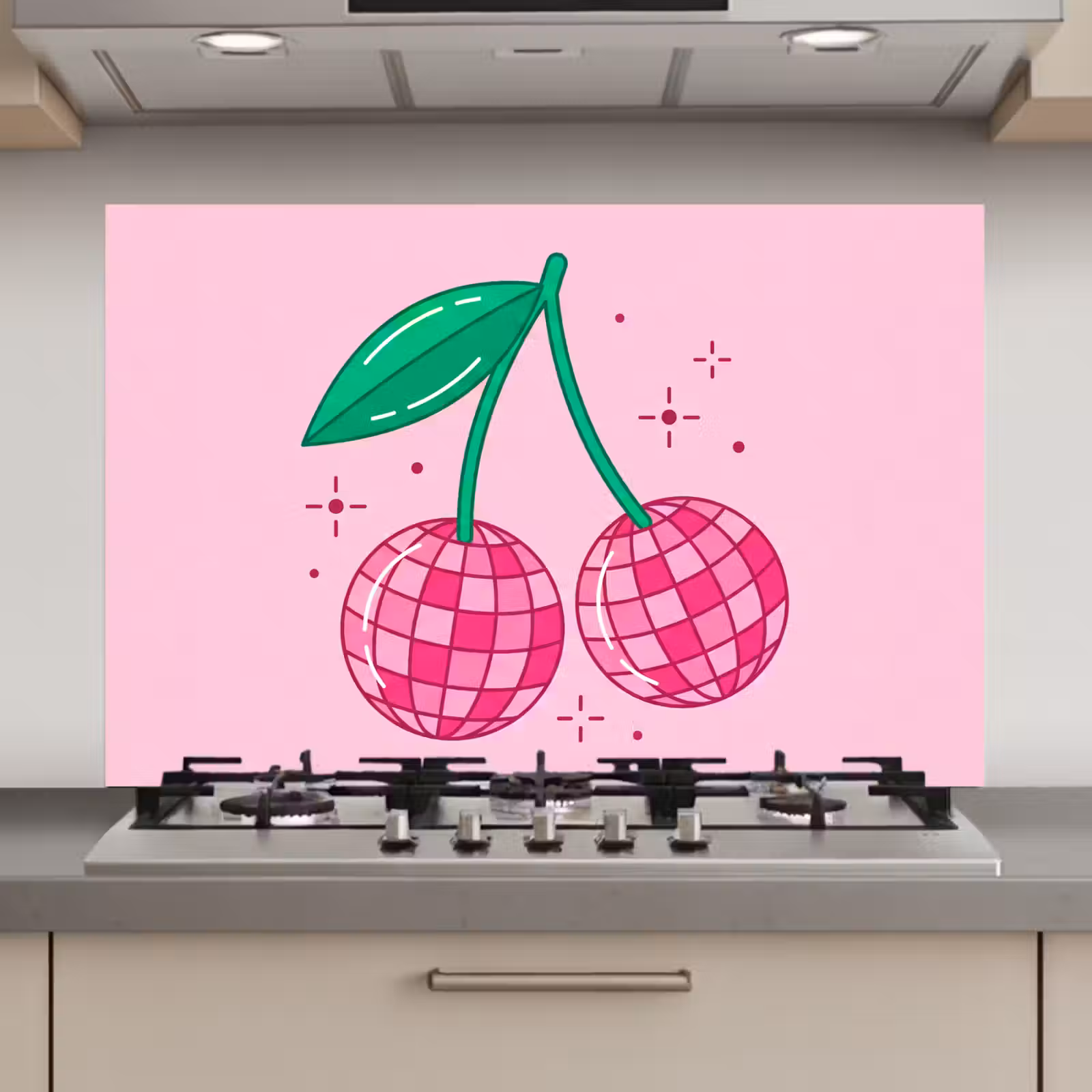 Spatscherm keuken - Decoratie - Disco-bal - Feest - Roze — 1