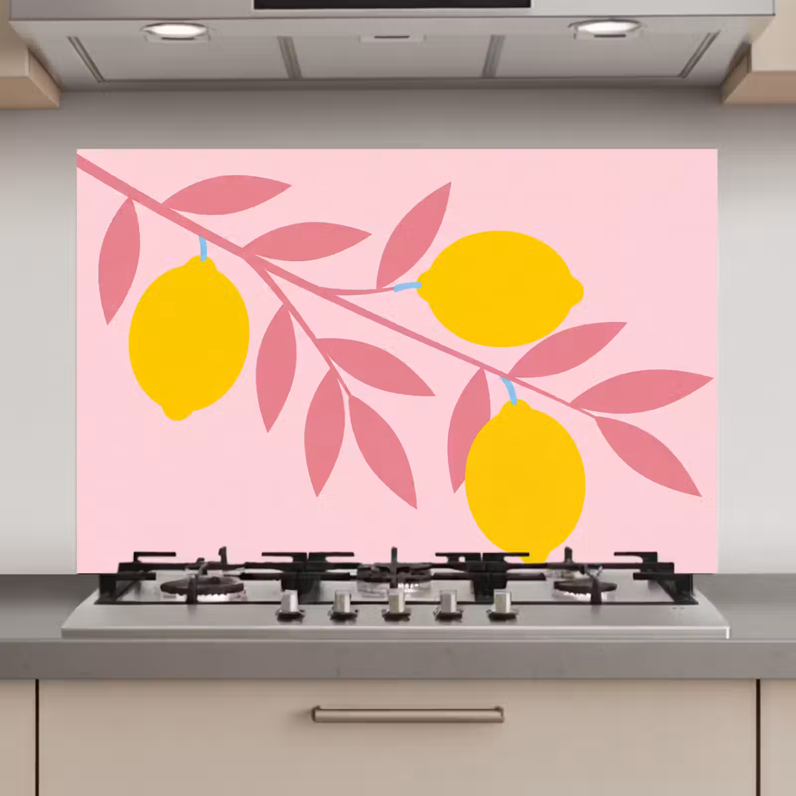 Spatscherm keuken - Fruit - Tak - Natuur - Abstract - Roze — 1