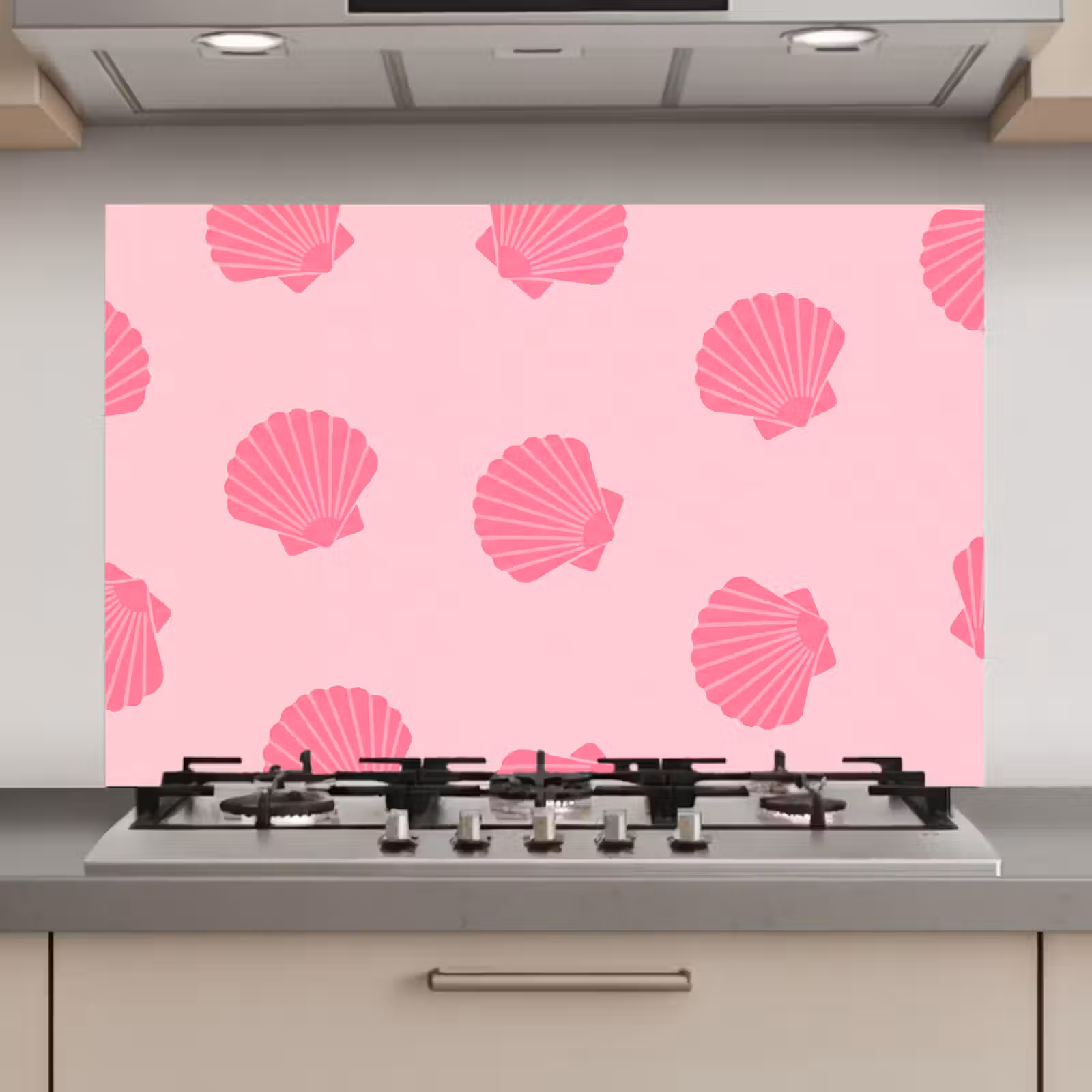 Spatscherm keuken - Schelp - Patroon - Zee - Modern - Roze — 1