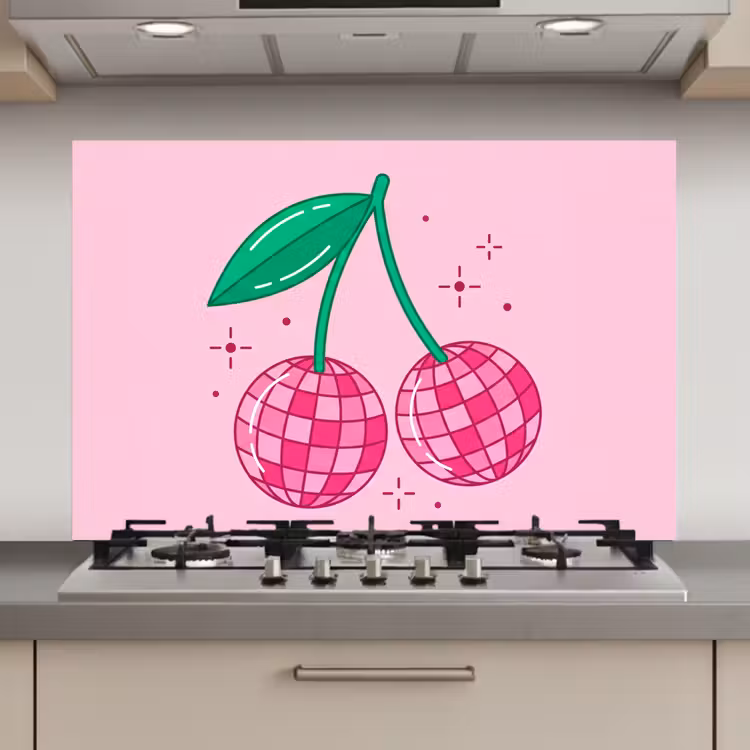 Spatscherm keuken - Decoratie - Disco-bal - Feest - Roze — 1