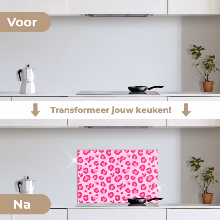 Spatscherm keuken - Dierenprint - Patroon - Abstract - Modern - Roze — 3