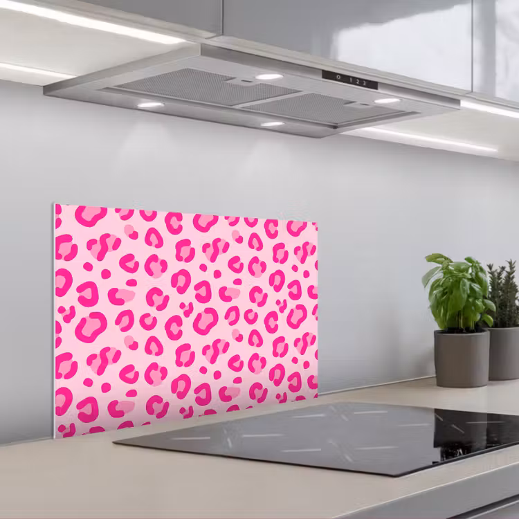 Spatscherm keuken - Dierenprint - Patroon - Abstract - Modern - Roze — 5