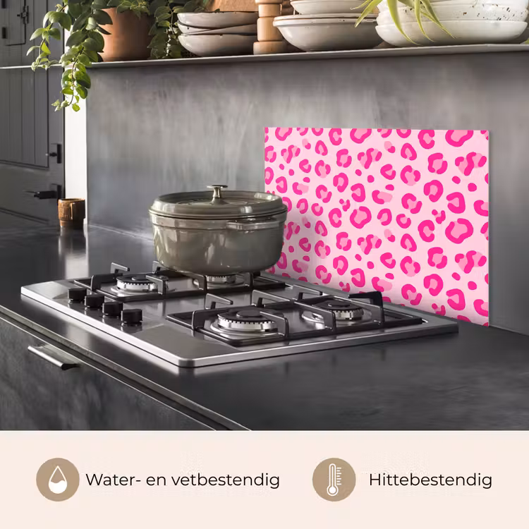 Spatscherm keuken - Dierenprint - Patroon - Abstract - Modern - Roze — 7