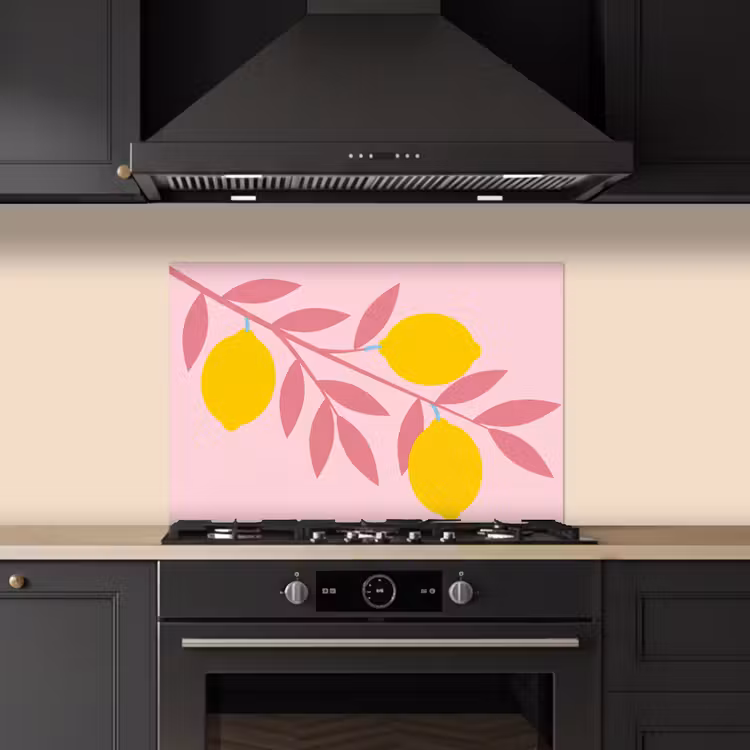 Spatscherm keuken - Fruit - Tak - Natuur - Abstract - Roze — 2