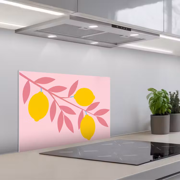 Spatscherm keuken - Fruit - Tak - Natuur - Abstract - Roze — 5