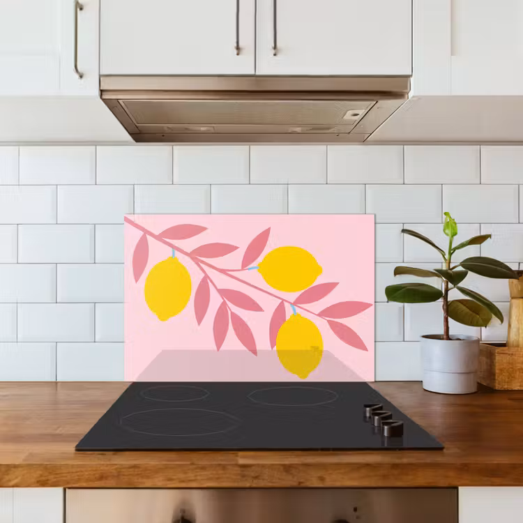 Spatscherm keuken - Fruit - Tak - Natuur - Abstract - Roze — 6