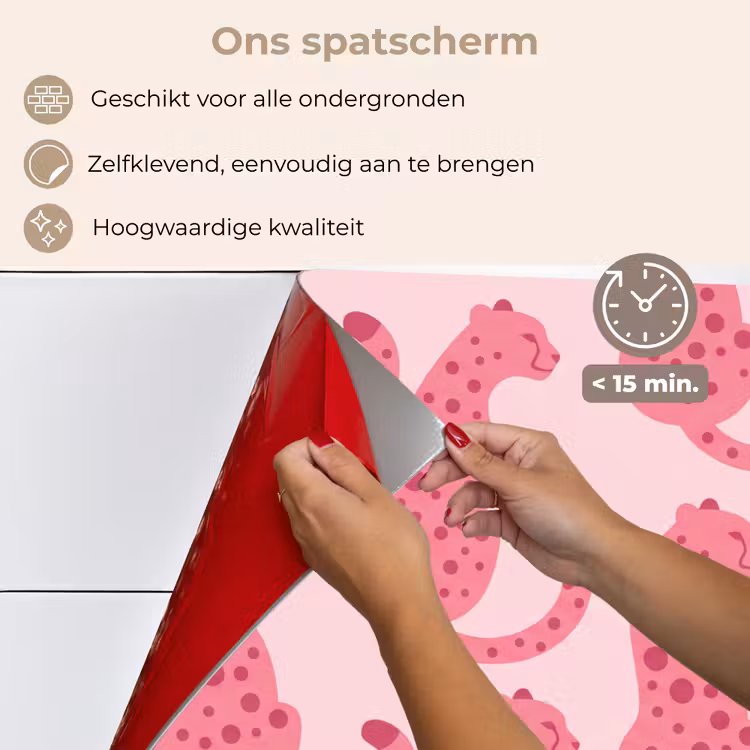 Spatscherm keuken - Kat - Gevlekt - Dieren - Patroon - Roze — 4