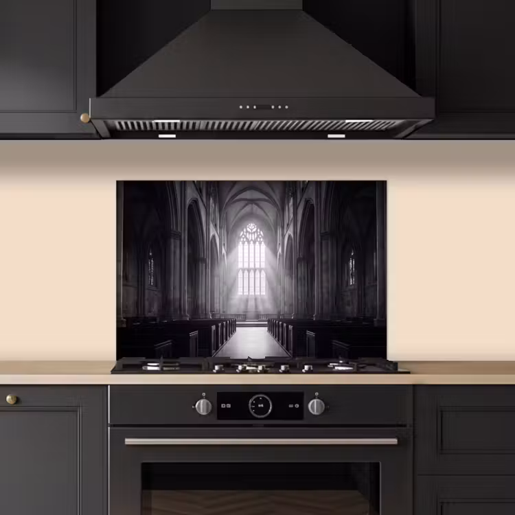 Spatscherm keuken - Kerk - Interieur - Lichtstralen - Architectuur - Klassiek — 2