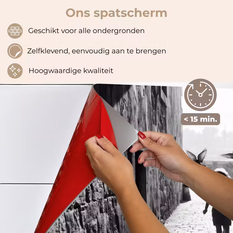Spatscherm keuken - Kind - Vogel - Straat - Zwart-wit - Spelen — 4