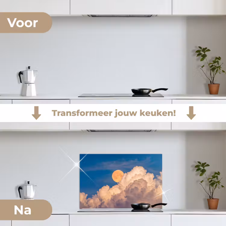 Spatscherm keuken - Maan - Wolken - Natuur - Oranje — 3