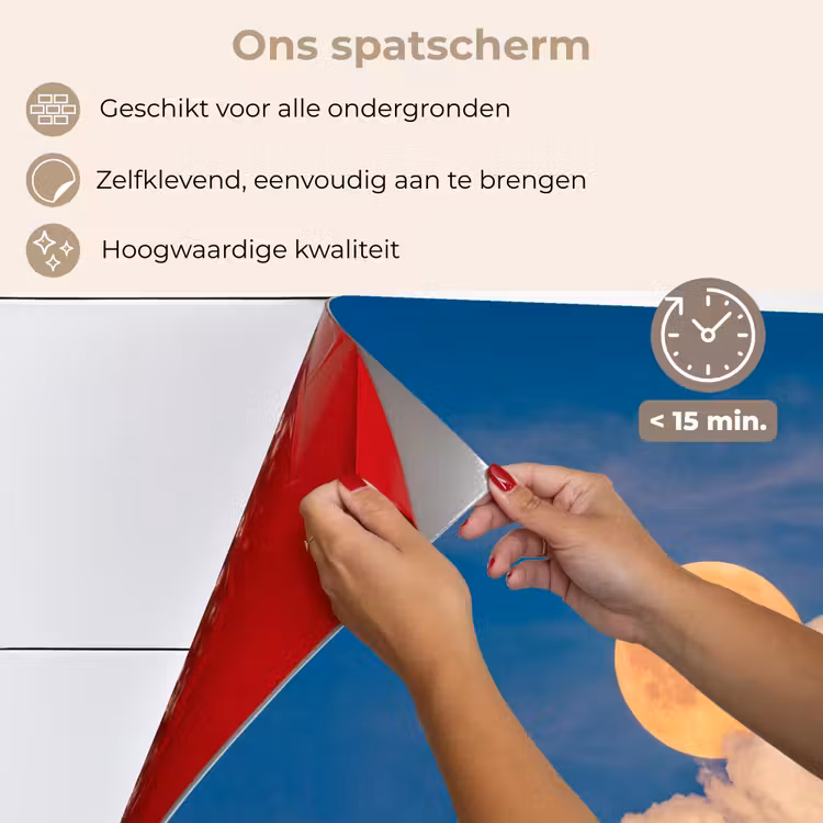 Spatscherm keuken - Maan - Wolken - Natuur - Oranje — 4