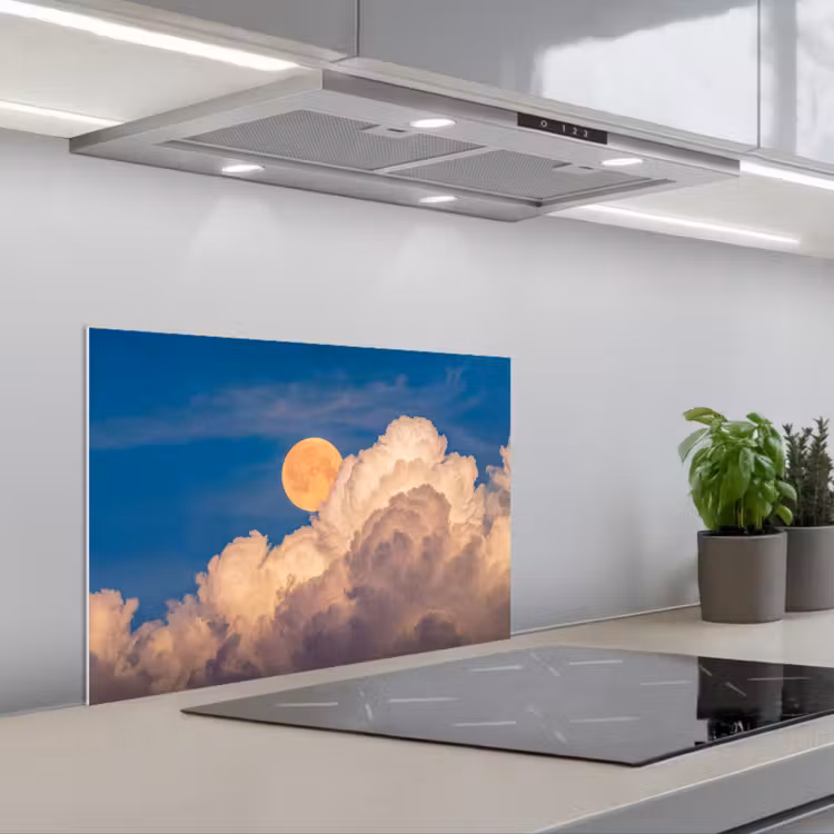 Spatscherm keuken - Maan - Wolken - Natuur - Oranje — 5