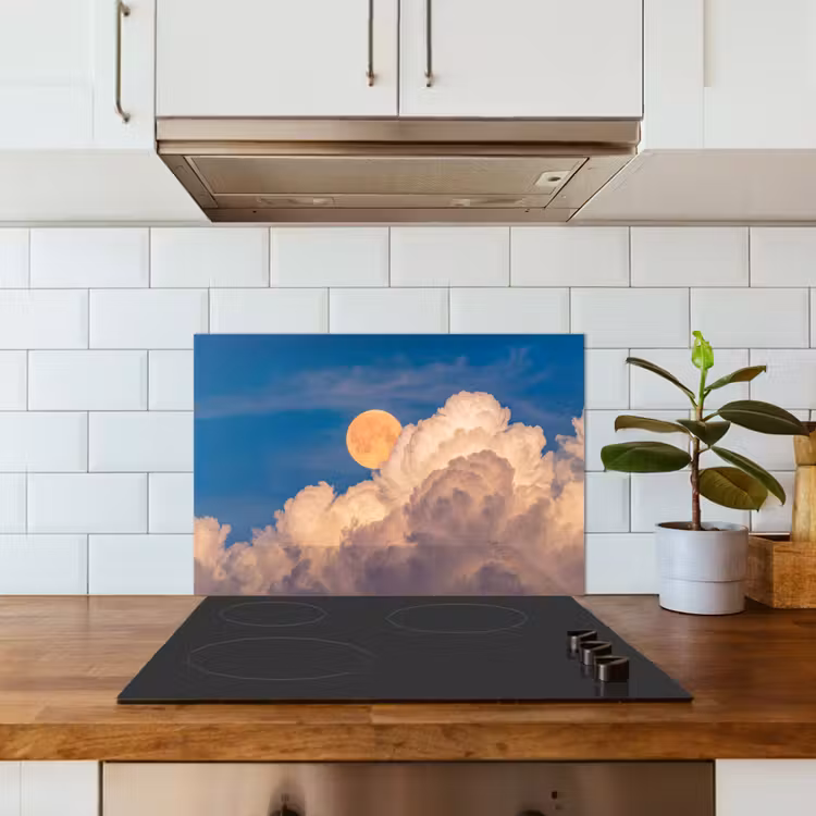 Spatscherm keuken - Maan - Wolken - Natuur - Oranje — 6