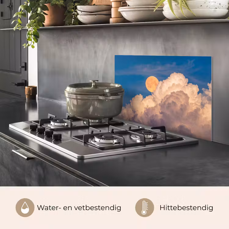 Spatscherm keuken - Maan - Wolken - Natuur - Oranje — 7