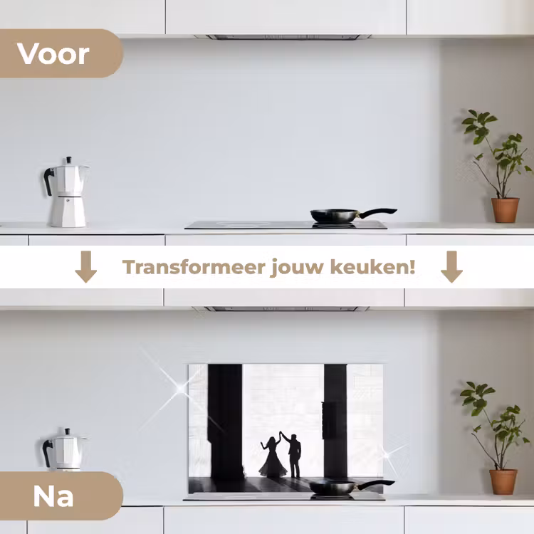 Spatscherm keuken - Mensen - Schaduw - Dans - Zwart-wit - Liefde — 3
