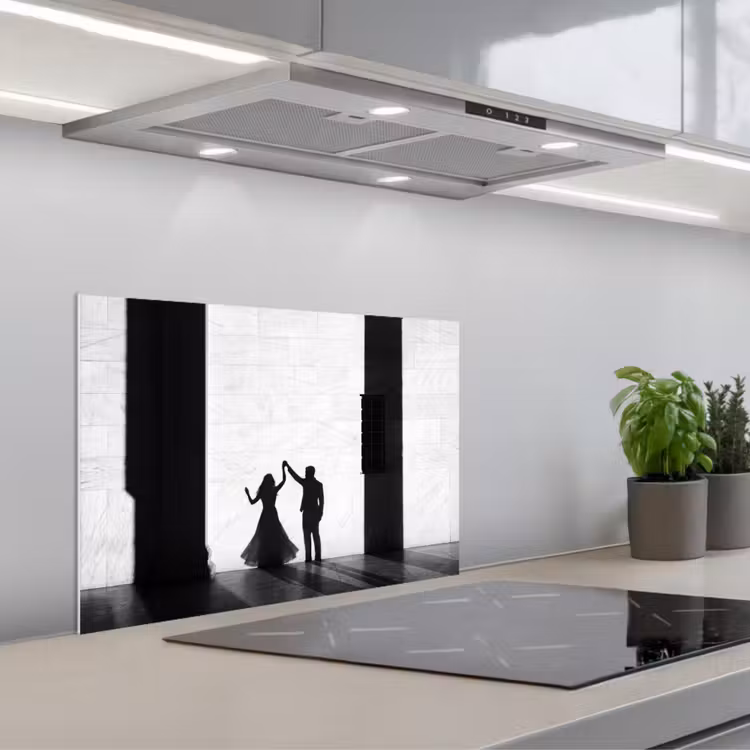 Spatscherm keuken - Mensen - Schaduw - Dans - Zwart-wit - Liefde — 5