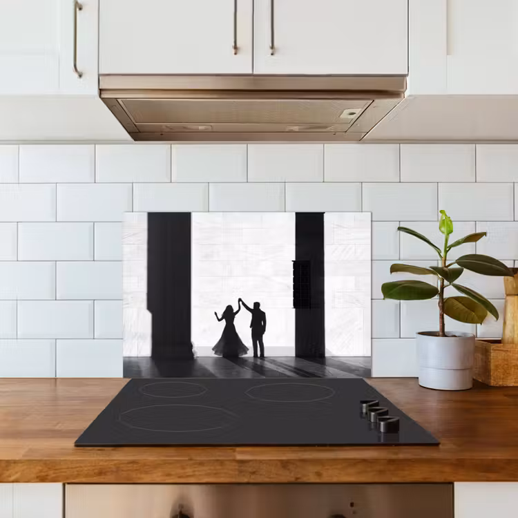 Spatscherm keuken - Mensen - Schaduw - Dans - Zwart-wit - Liefde — 6