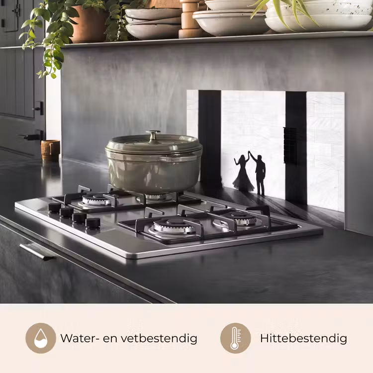 Spatscherm keuken - Mensen - Schaduw - Dans - Zwart-wit - Liefde — 7