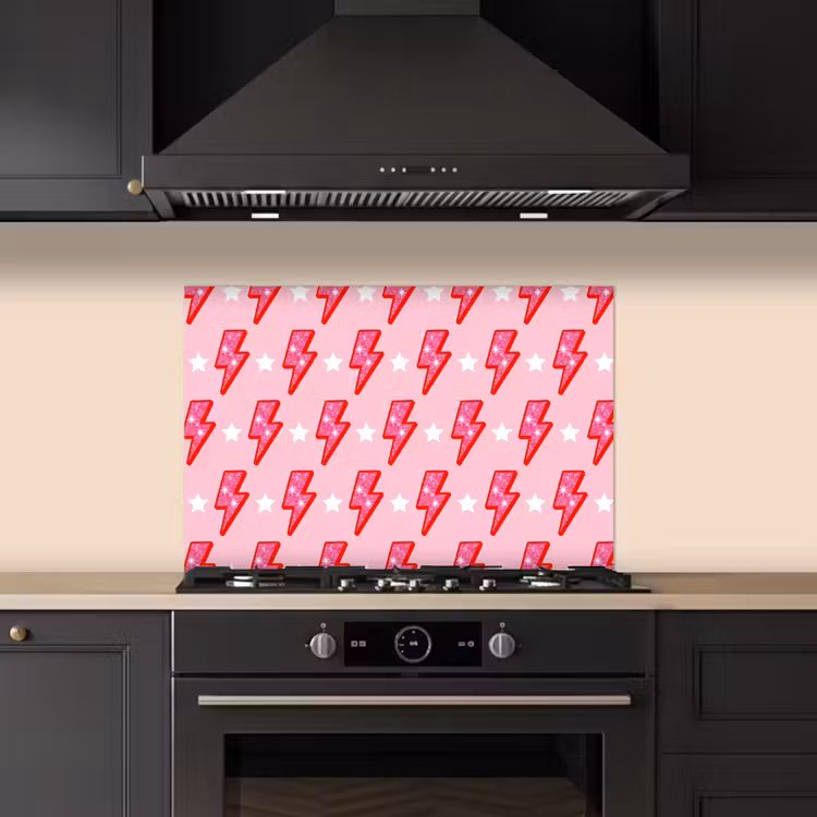 Spatscherm keuken - Patroon - Bliksem - Ster - Glitter - Roze — 2