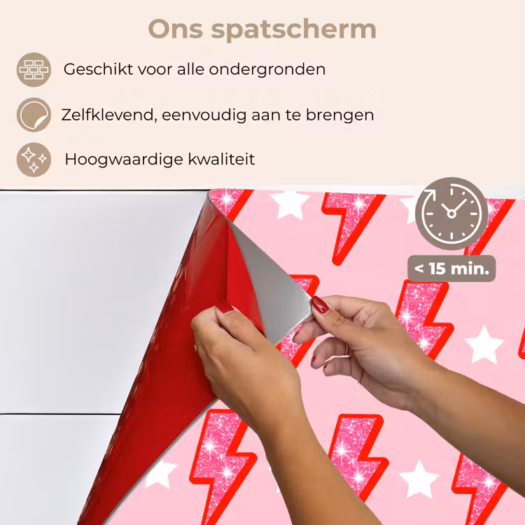 Spatscherm keuken - Patroon - Bliksem - Ster - Glitter - Roze — 4