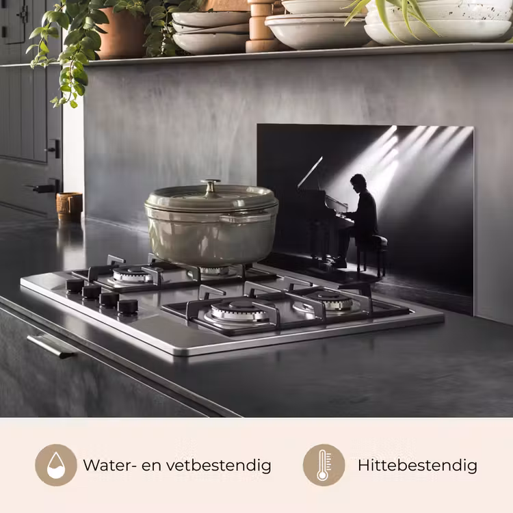 Spatscherm keuken - Persoon - Piano - Muziek - Zwart-wit - Podium — 7