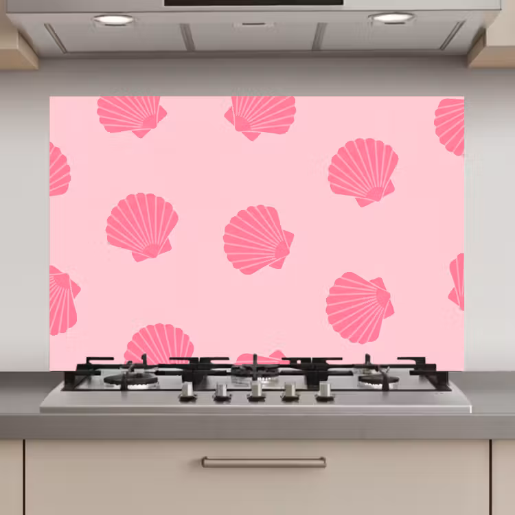Spatscherm keuken - Schelp - Patroon - Zee - Modern - Roze — 1