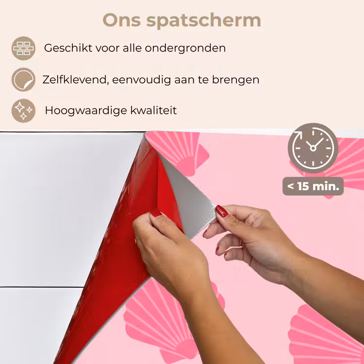 Spatscherm keuken - Schelp - Patroon - Zee - Modern - Roze — 4