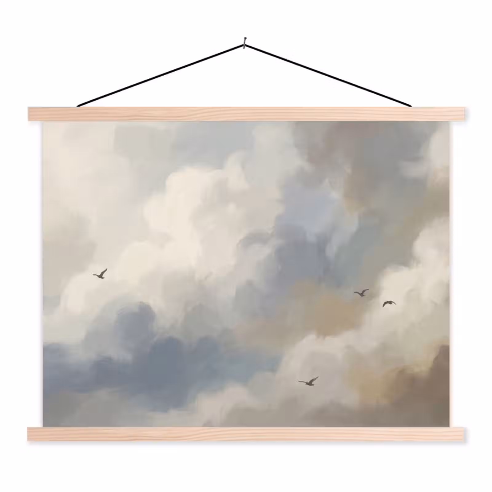 Schoolplaat - Vogel - Wolken - Natuur - Modern - Grijs — 1