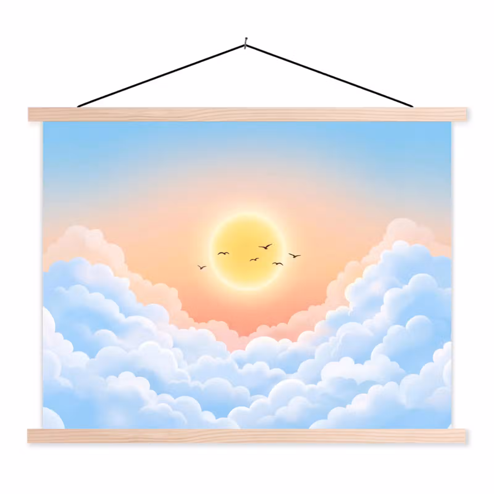 Schoolplaat - Zon - Vogels - Lucht - Natuur - Geel — 1